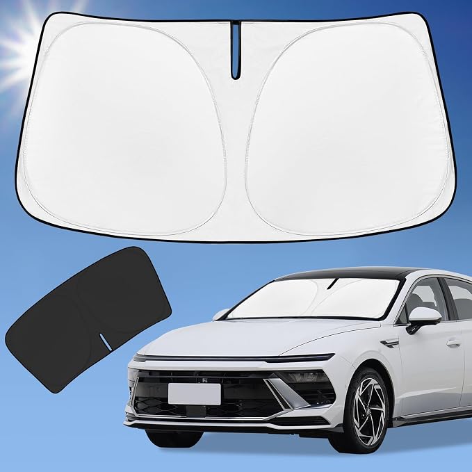 for Hyundai Sonata 2020-2025 2026 Sun Shade Sunshade Windshield Cover | 4-Layer Front Window Shade Custom fit Sun Visor 240T Foldable Shade Blocks UV Rays Cooler Car Accessories by ZOIBVCARSUNSHADE
