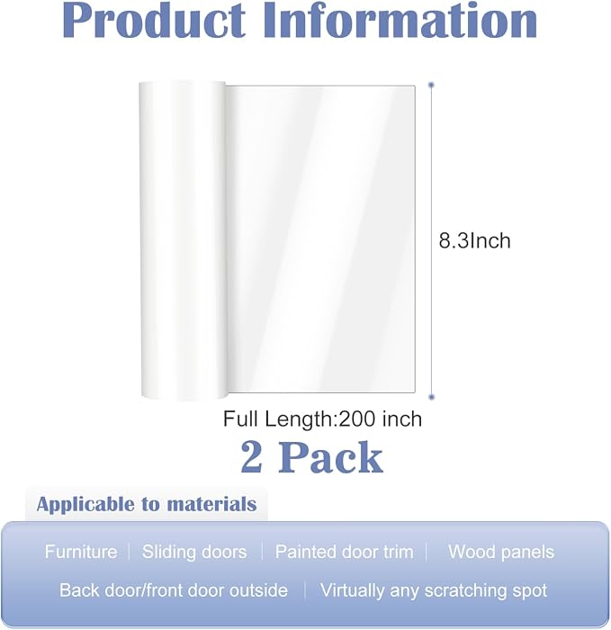400'' x 8.3'' Door Scratch Protector from Dog Scratching, Anti Scratch Guard Deterrent Tape, Ultra Durable Pad for Cats Dogs, Door Frame Protector for Screen Door, Window, Wall, Chari Leg - Image 6