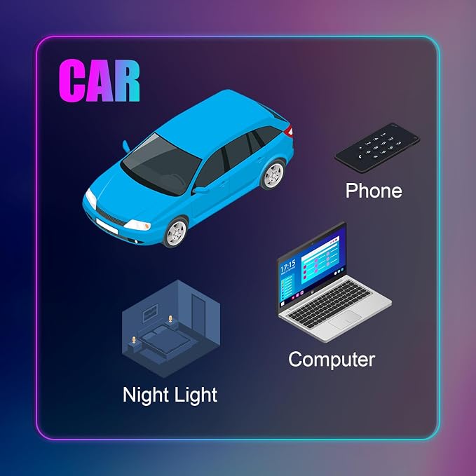Frienda 2 Pcs Mini USB Light Car LED Interior Light, Manual Switch Type-c | 5v RGB Foldable Lighting, Adjustable 8 Color and Brightness, Smart USB Night Lamp for Cars Laptop Keyboard - Image 6