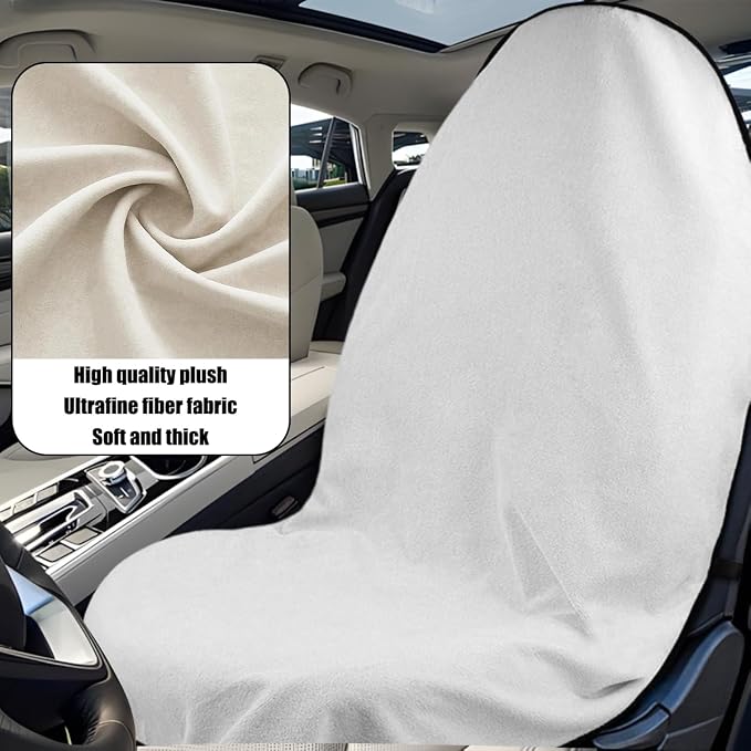 Mandark Waterproof Towel Car Seat Cover, Sweatproof Non Slip Bucket Carseat, Machine Washable Vehicle Bucket Frontseat Protector Accessories, Universal for SUV, Sedan, Truck(White) - Image 3