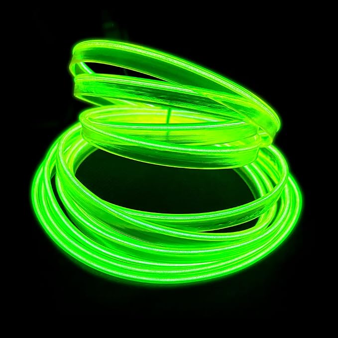 El Wire Lemon Green Interior Car LED Strip Lights, 3M Neon Wire USB 5V with Fuse Protection for Automotive Interior Decoration, with 6mm Sewing Edge - Image 3