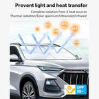 ZDLYH Car Windshield Sun Shade Umbrella,Nano Ice Crystal Cooling, UV Ray Reflector,Protect Interior & Keep Cool,Convenient Storage,Fit for Most Sedan/Business/Compact/Hatchbak car(Medium (55 * 32in) - Image 3