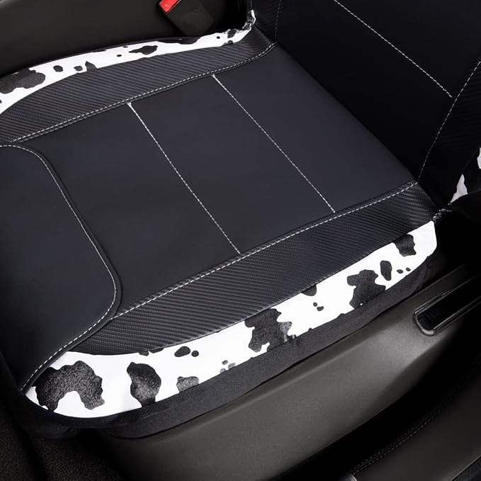 Flying Banner car seat Covers Protects Water Proof Faux Leather Carbon Fiber Fronts Rear Bench Covers (Cow Black, Full Set - Combo Pack) - Image 4