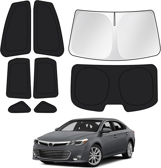 Canvcle Window Shades for 2013-2018 Toyota Avalon Accessories Windshield Sun Shade Side Rear Window Covers Sunshade Sun Visor Shield Privacy Protection for Camping Keep Vehicle Cool Black 8PCS by Canvcle