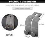 2 PCS Car Seat Headrest Hook, Suede Leather Back Seat Organizer Double Metal Hooks, Universal Headrest Hanger Convenient Vehicle Storage Hook for Purse Handbag Coats (Gray) - Image 2