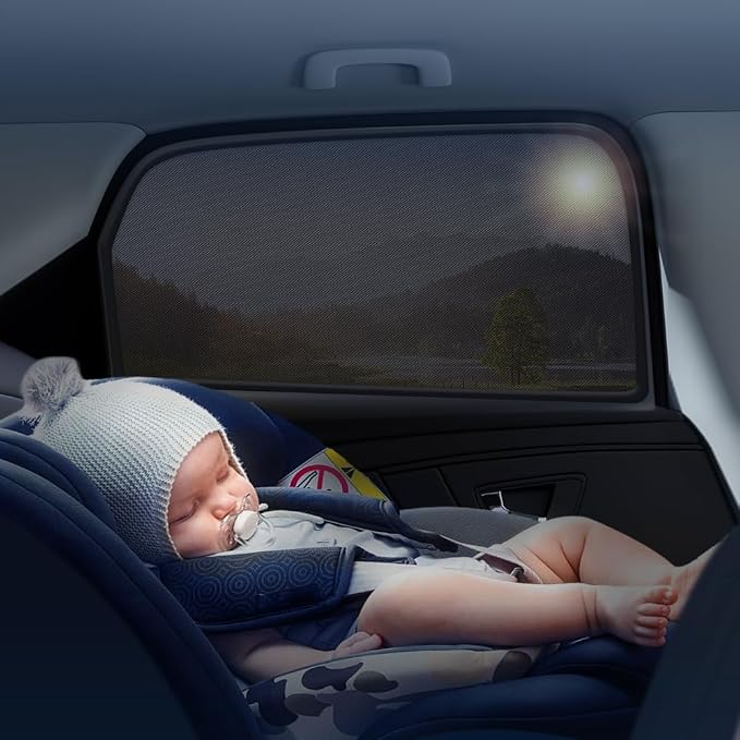 Aokway Magnetic Car Window Shades, 2Pcs Double-Layer UV Protection Car Curtains for Rear Side Window Sun Shade, Universal Fit for Baby, Driver (Black, Rear 2pcs) - Image 3