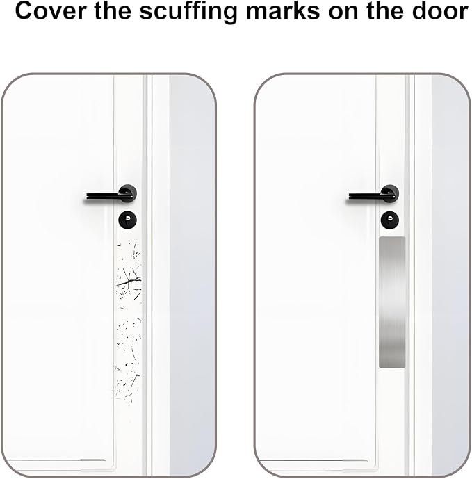Dog Door Protector from Scratching, Steel Guard, Brushed Silver 4"x16" | Prevents Claw Marks & Scuffs, Smooth Rounded Corners, Self-Adhesive Install, Anti-Scratch Kick Plate, 2 Pcs - Image 5