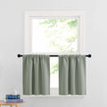 RYB HOME Cafe Blackout Curtains 24 inch Length, RV Camper Window Curtains | Short Small Half Window Tiers,Privacy,Thermal Insulated,Light UV Heat Blocking,Rod Pocket,W29 x L24,Greyish Green,2 Panels by RYBHOME