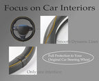 Gomass Car Steering Wheel Cover, Anti-Slip, Safety, Soft, Breathable, Heavy Duty, Thick, Full Surround, Sports Style (Black with Yellow Line) - Image 4