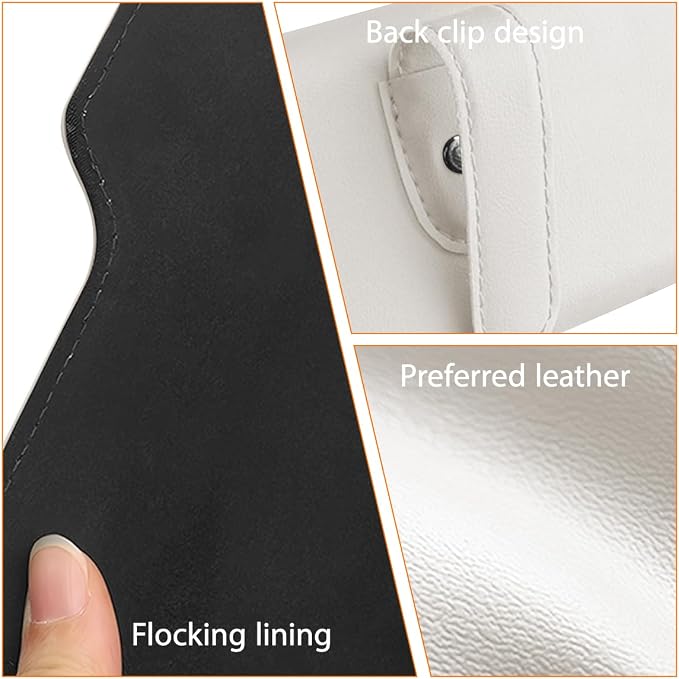 Zpana Sunglass Holder for Car Visor, Leather Auto Eyeglasses Sun Visor Organizer Case with Hidden Magnetic Closure, Auto Protective Glasses Storage Box, Universal for SUV RV Truck (Beige) - Image 6