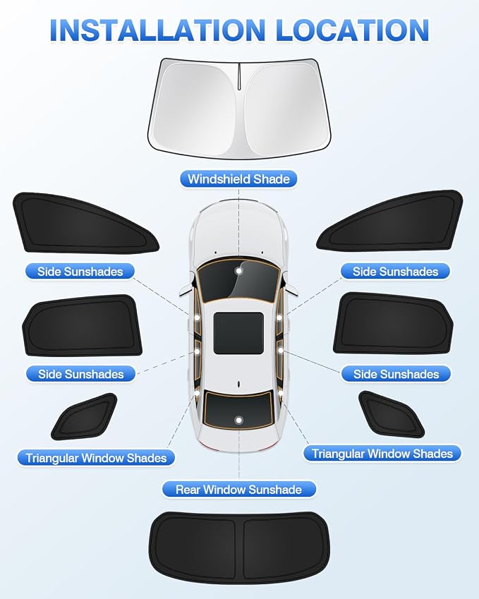 Canvcle Window Shades for 2023-2025 2026 Kia Sportage Accessories Windshield Sun Shade Side Rear Window Covers Sunshade Sun Visor Shield Privacy Protection for Camping Keep Vehicle Cool Black 8PCS - Image 5