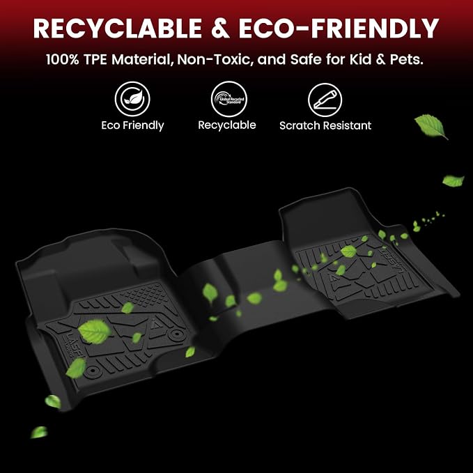 LASFIT Floor Mats Crew F250 2017-2026 Bench Seats 2nd Row Without Storage | Floor Mats for Ford F250 F350 F450 All Weather Only Fit Carpet Floor Super Duty TPE Car Floor Liner, 1st&2nd Row - Image 6