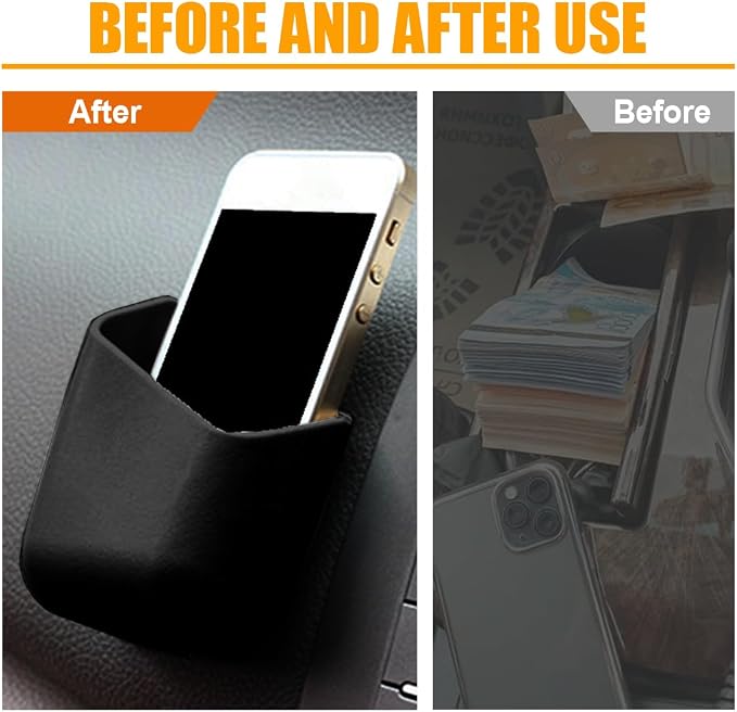 YoRise 2PCS Car Seat Side Pocket Organizer, A-Pillar Sunglass Holder, Stick-On Small Item Automotive Storage Box, Car Seat Gap Filler Organizer for Card, Cigarette, Phone, Registration (Black) - Image 4