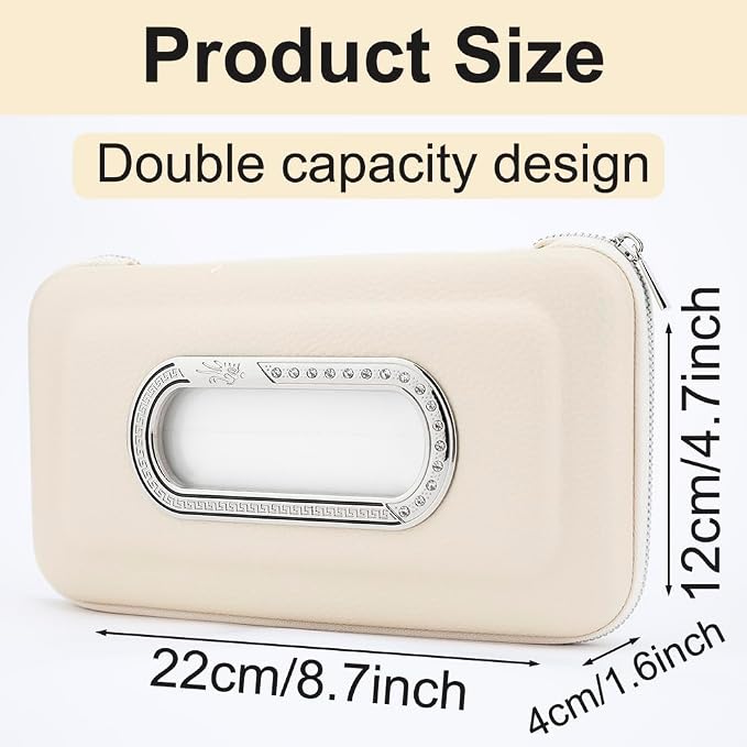 Car Tissue Holder, Visor Mask Holder, Sun Visor Napkin Holder, Car Mask Dispenser, Premium Leather Tissue Holder for Auto SUV Truck (Beige) - Image 2