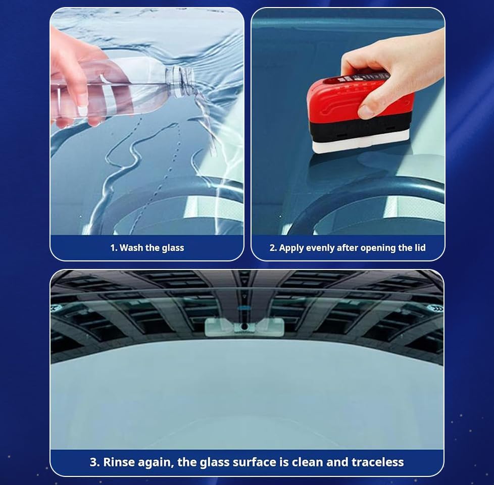 3PCS Automotive Oil Film Cleaning Brush,Car Clear Vision Glass Cleaner for Car Windows,Car Windshield Cleaner for Cleaning Brush and Improving Windshield Clarity & Visibility,Red - Image 4