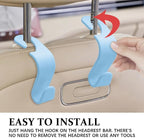 4PCS Car Seat Headrest Hooks, Purse Hook for Car | Car Headrest Hidden Hook, Car Interior Accessories Multi-Use Portable Headrest Organizer Holder for Purse Handbag Coats - Image 6