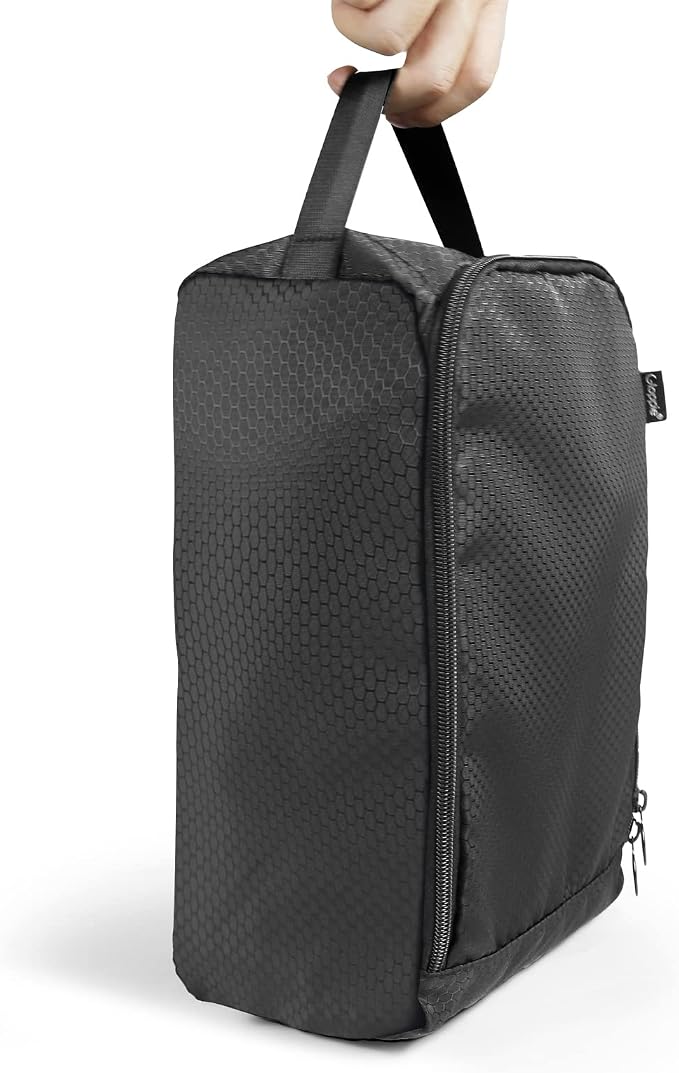 Gloppie Shoe Bags for Travel - Portable Shoes Storage Bag, Shoe Pouch, Shoe Packing Cubes for Men Women - Black | 12 x 9 x 5 in travel shoe bag with a full-opening zipper, carry handle, and fold-flat design for shoes up to US size 10 - Image 8