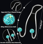 Bling Purse Hook for Car Headrest, Cute Car Seat Hooks (2Pack) | Upgraded,Durable Stainless,Car Purse Hanger,Purse holder,Rhinestones,Bag Hooks,Car Hooks for Purses and Bags Cute,Lake Blue - Image 3