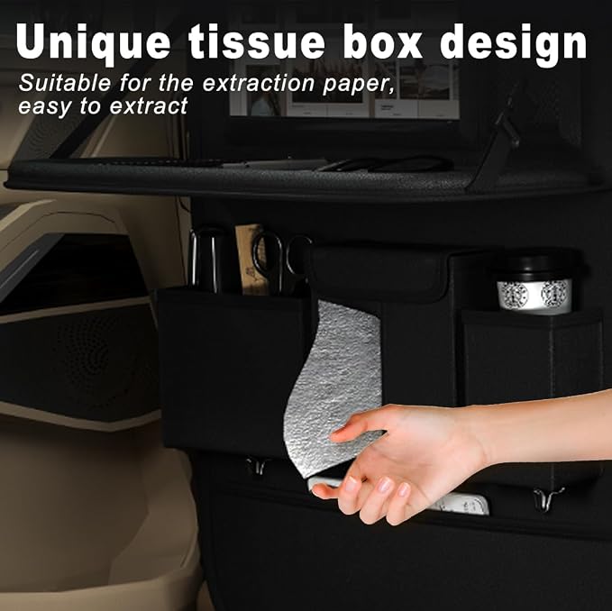 XDV Car Seat Organizers,Multi-functional Back Seat Protectors, Storage Pouches, and Tray Holders (for Cars, Kids, Seat Back and Rear Seats) (Plain Black, 1 Pcs) - Image 6