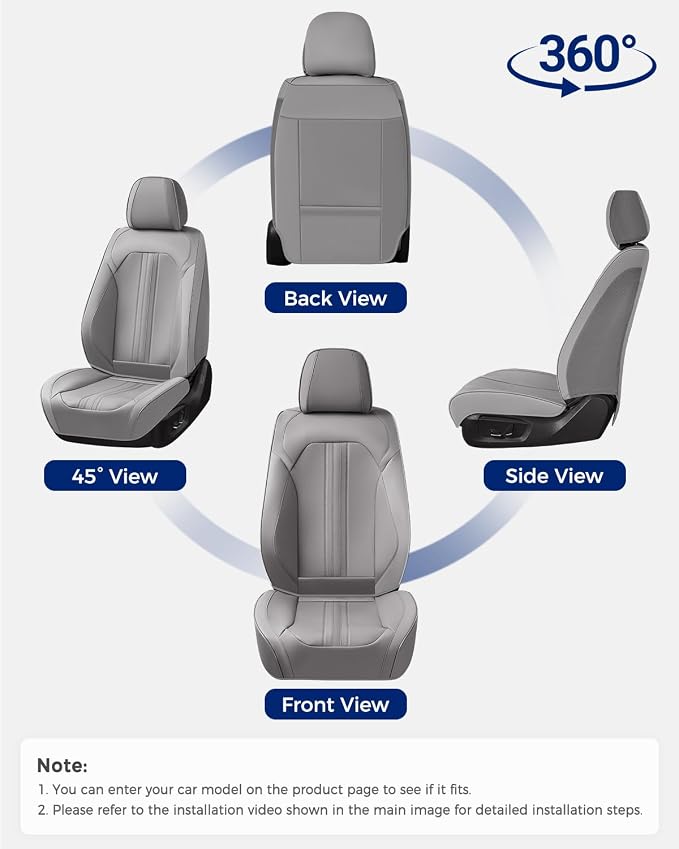 Huidasource Gray Front Seat Covers, Luxury Faux Leather Front Car Seat Covers, Compatible with Airbags Seatbelt Buckles, Perforation, Cooling＆Heating, Universal Fit for Most Cars Vans Trucks SUVs Gray - Image 7