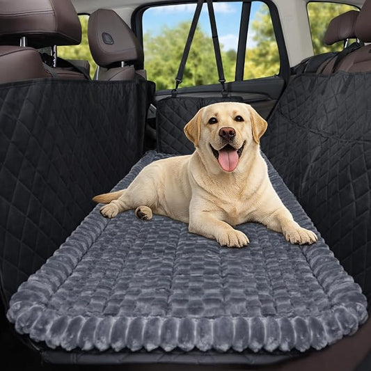 Dog Car Seat Cover 2 Piece Seat Waterproof Hammock and Grey Cover | Scratch Proof Nonslip Back Seat Pet Bed Mat for Travel Durable Soft Back Seat Covers for Cars Trucks and SUVs by CoSofSLIP