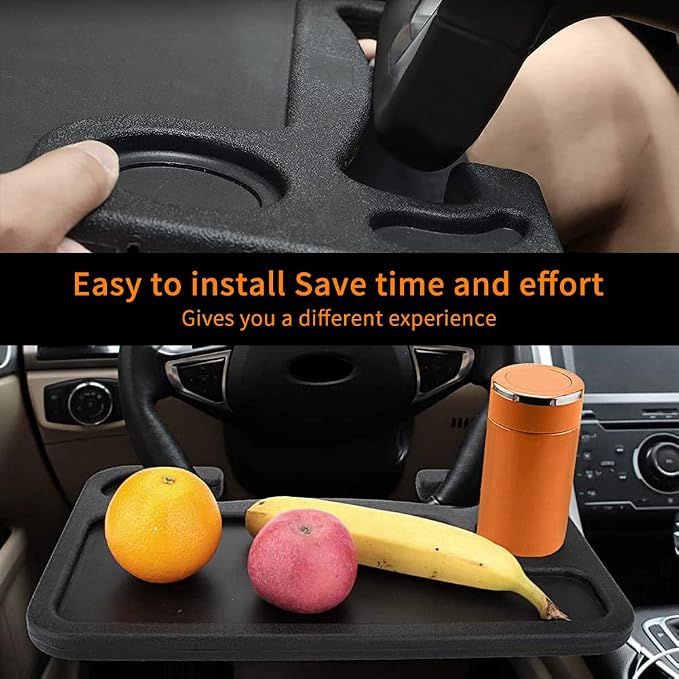 Car Steering Wheel Desk | Food Table for Car | Steering Wheel Tray for Constant Travelers, Fits Most Vehicles Steering Wheels (Black) - Image 6