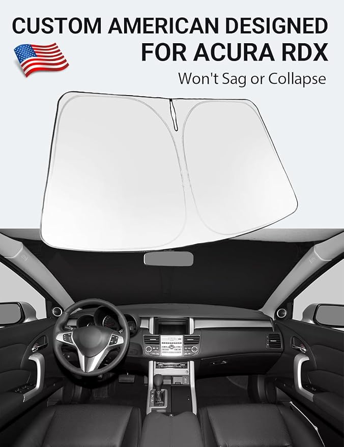 Proadsy Custom Fit 2007-2012 Acura RDX Windshield Sun Shade, Blocks Heat | 240T Heat Shield, Drops Temp 54°F, Blocks 99% UV, Prevents Dashboard Cracking, Summer Parking & Beach Trips, Easy Twist-Fold - Image 2