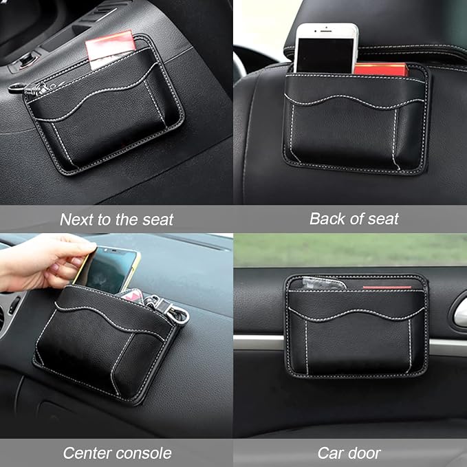 Moly Magnolia PU Leather Car Seat Side Pocket Organizer, Multicolor/Flag | holds phones pens and cards, console door or narrow-gap placement, fits most cars, SUVs, and trucks, car interior accessories - Image 4