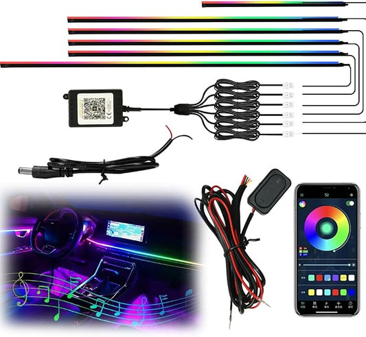 Interior Car Strip Lights Dreamcolor Acrylic Car Decorative Lights with APP Control Multicolor Internal Lighting Kit Music&DIY Function Ambient Fiber Optic Strip Valentine’s Day's Decor by Unknown