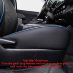 EKR Tacoma Seat Covers Custom Fit for Toyota Tacoma 2016 2017 2018 2019 2020 2021 2022 2023 Double Cab/Crew Cab -Truck Seat Covers for Car Full Set,Faux Leather (Black with Blue Trim) - Image 2