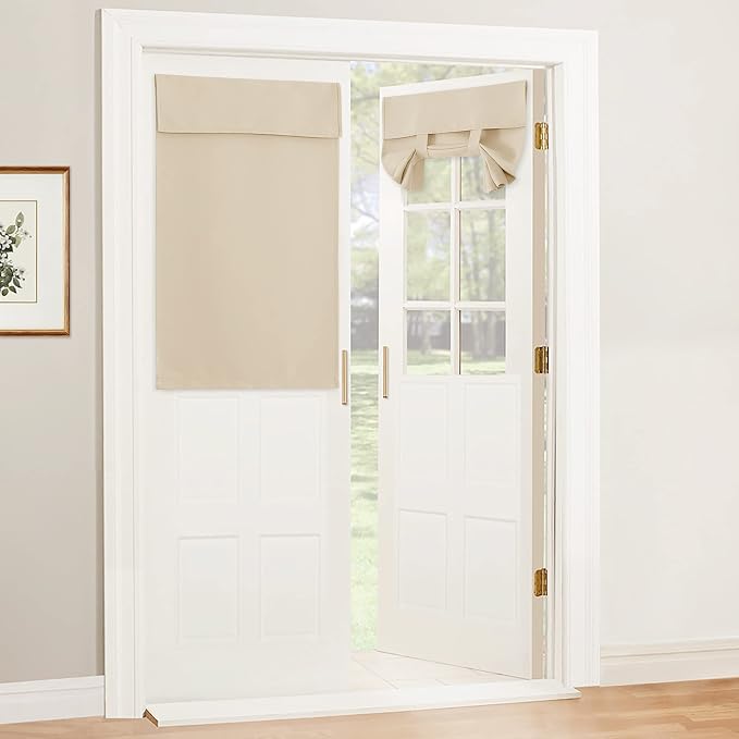 RYB HOME Sidelight Blinds French Door Window Covering Room Darkening Shades | Blackout Thermal Insulated, Classroom French Door Front Door Bathroom Garage, Mini Blinds no Drill, W30 x L40,Grey,1 Pc by RYBHOME