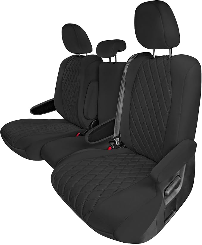 FH Group Custom Fit Car Seat Covers Specifically Made for Toyota Sienna 2011-2020, Car Seat Cover 2nd Row Set, 8 Seater Automotive Seat Covers in Black Neoprene, Waterproof and Washable Seat Covers by FHGroup