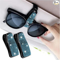 Turcee Set of 2 Bling Rhinestone Car Sun Visor Glasses Holders with Anti-Scratch Sponge,Car Decoration for Women Girls,Ticket Card Clip Visor Organizer (Lake Blue) by Turcee