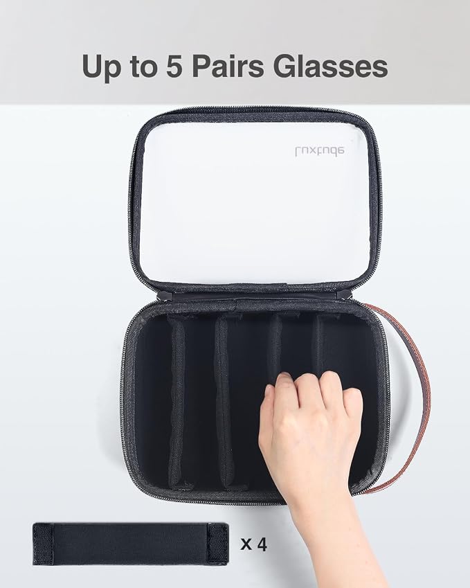 Travel Sunglasses Organizer Case, Clear Sunglasses Travel Case | Glasses Case Multiple Pairs with Adjustable Slots, Hard Shell Sunglass Storage Organizer for Women Men/Camping/Beach etc. - Image 4