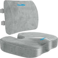 CloudBliss Lumbar Support Pillow & Seat Cushion Set for Office Chair,Desk Chair,Wheelchair & Car–Memory Foam Back Support, Ergonomic Chair Cushions, Sciatica Pain Relief,Home Essentials(Light Grey,XL) by CloudBliss