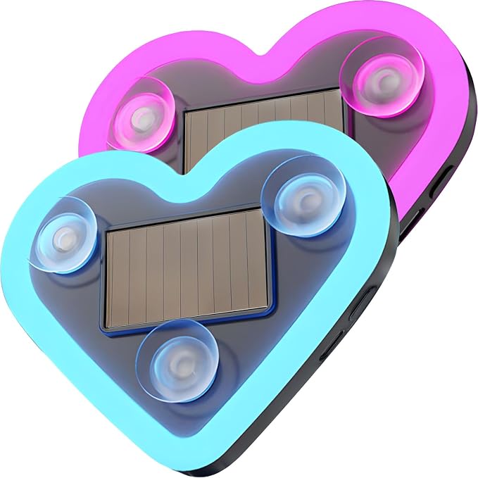 Car LED Ambient Light - Solar-Powered Heart-Shaped LED Neon Light, Wiring Free, Switchable Modes, Romantic Mood Decoration, Interior Atmosphere Lamps for Car (MHD - Pink+Ice Blue) by fccairms
