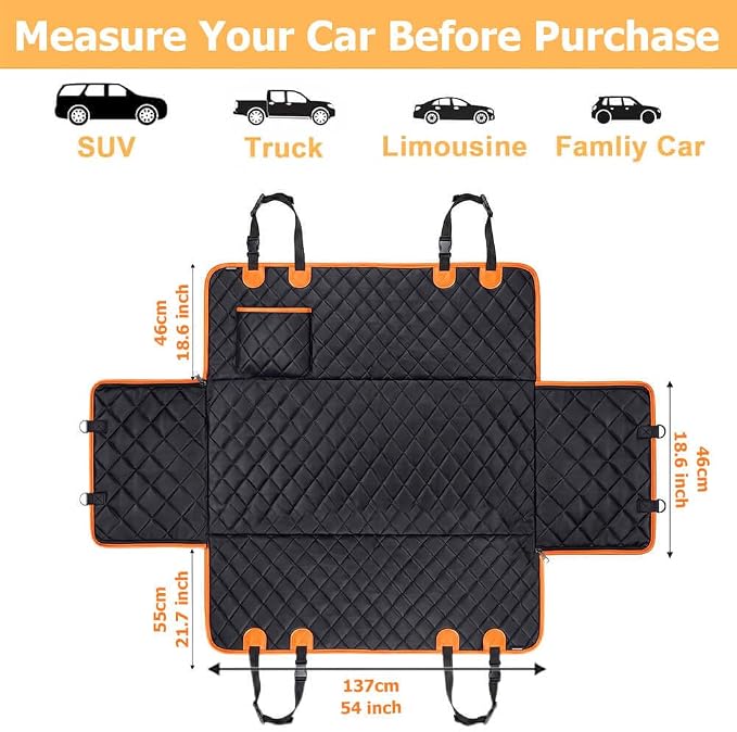 Waterproof Dog Car Seat Cover for Back Seat, Dog Hammock for Cars | Side flaps shield doors; seat anchors and non-slip backing hold it. 4-in-1 modes: hammock, bench mat, cargo liner and pet mat - Image 7