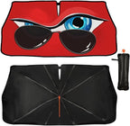 Funny Eye Print Car Sunshade Umbrella Retractable Sun Shade for Car Windshield Umbrella Heat Insulation Protection UV Block Front Window Covers for Auto Sedan SUV Pickup Windshield Sunshades - Image 5