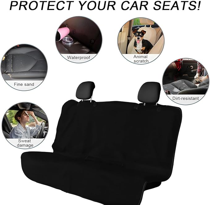 DXNQ Car Towel Seat Cover, Waterproof Sweating Non-Slip Premium Soft Towel Carseat Protector, Universal Machine Washable Car Truck SUV Front Seat Cover for Gym Workout Beach Hiking (Black, Rear) - Image 6