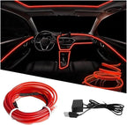 EL Wire Car LED Strip Lights, 16.5FT 5V USB Vehicle Ambient Lighting Kit with Fuse Protection, Automotive Interior Neon Decoration Lamp with 5mm Sewing Edge, Universal Fit (Red) by Ywdiml