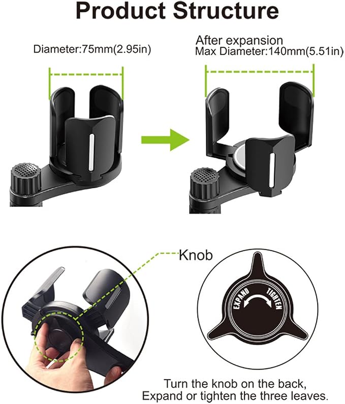 4-in-1 Car Expander with Dual Cup Holder, Phone Holder, 360 Adjustable Base, All Purpose Organizer for Snack Bottles, Drinks - Image 6