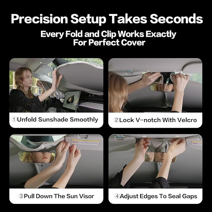 Titanium Silver Windshield Sun Shade for Ford F150 2021-2025 | Ice Blue Reflective Layer, UPF 50+ UV and Heat Blocking, Foldable, Hot-Weather Interior Protection, for Cars, SUVs and Trucks - Image 8