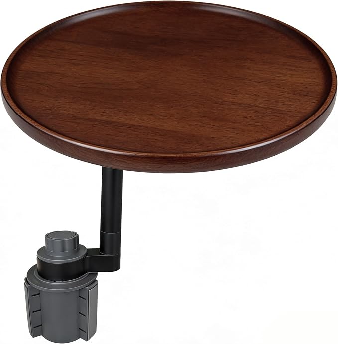 Car Desk 360° Rotating Wood Cup Holder Table for Car Center Car Accessories Car Tray for Laptop Compatible with Most Vehicle - Image 2