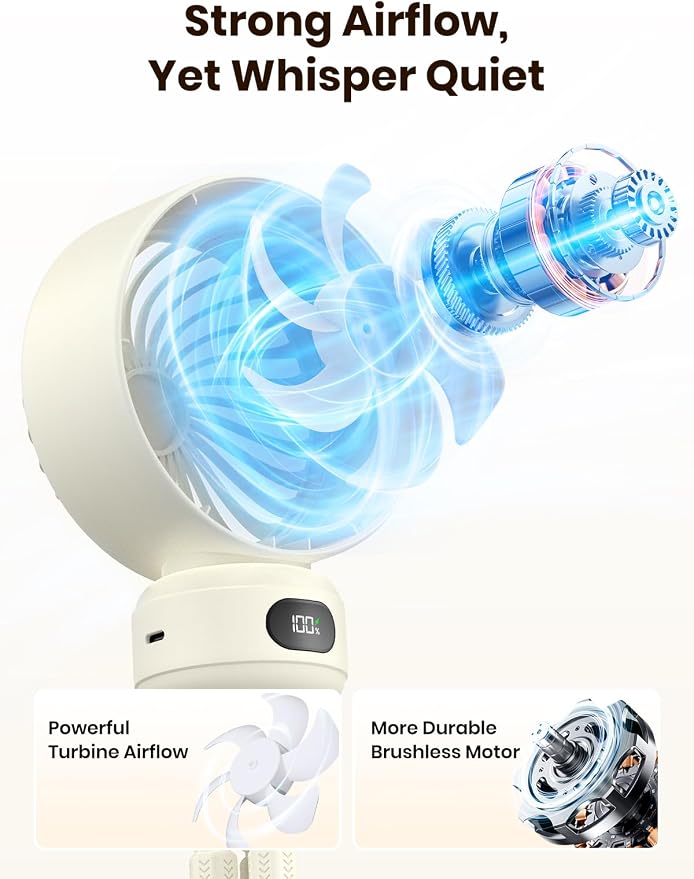 Warmco Portable Stroller Fan, 4000mAh Rechargeable Clip On Fan | Flexible Tripod (Up to 15H), 4 Speeds, LED Display, Detachable Grille, Quiet Operation, for Car Seat, Crib - Image 3