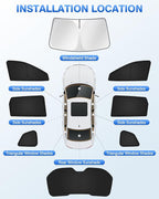 Canvcle Sunshades for 2014-2020 Nissan Rogue (Not for Rogue Sport) Accessories Windshield Sun Shade Side Rear Window Shade Cover Sun Visor Shield Privacy Protection Keep Vehicle Cool Black 8PCS - Image 5