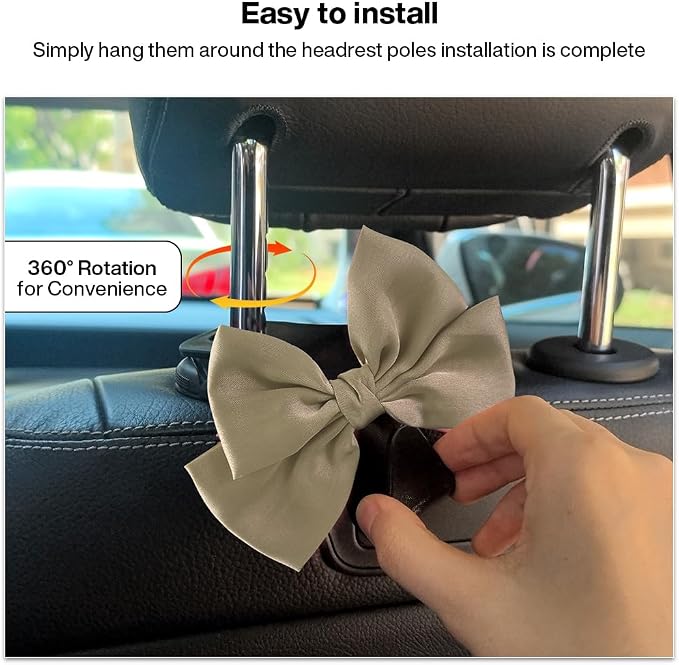 2-Pack Car Seat Headrest Hooks, Handbag Hangers, Grass green | Storage organizer for handbags, clothes, coats and grocery bags; practical interior accessory for most cars and SUVs - Image 4