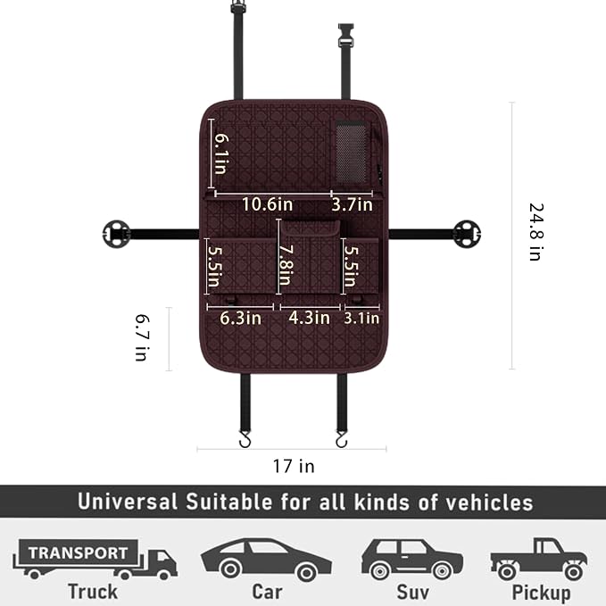 Backseat Car Organizer 1 Pack, Car Back Seat Organizers with Tray,Multifunctional Car Seat Back Organizer with Foldable Tablet Holder (Coffee Brown, 1 PC) - Image 5