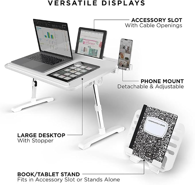 Limitless TotalDesk Portable Workstation and Lap Desk with Adjustable Height & Tilt (White) - Image 7