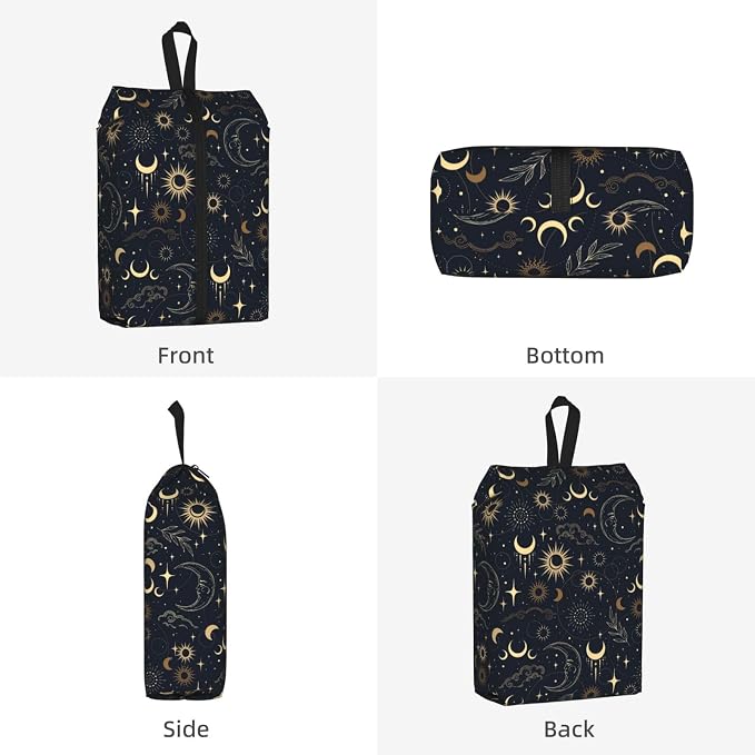 Boho Magic Celestial Travel Shoe Bag for Men & Women, Waterproof Shoe Storage Organizer with Zipper, Portable Shoe Pouch for Sneakers, Heels, Sandals, Gym & Travel Luggage 2PCS - Image 2