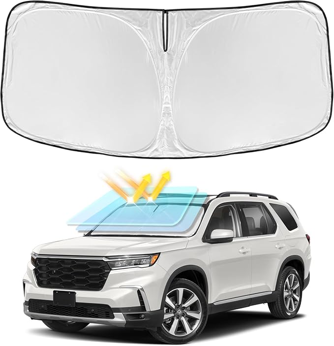 Windshield Sun Shade for Honda Pilot 2016-2025 2026 Sunshade 4-Layers | Sun Visor Window Shade Custom for Pilot EX-L Special Edition Elite Black Edition Touring Blocks UV Rays Car Accessories by ZOIBVCARSUNSHADE